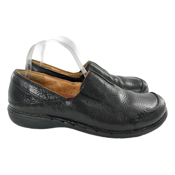 Clarks unstructured womens flats size 10 black leather comfort loafers - Picture 1 of 12
